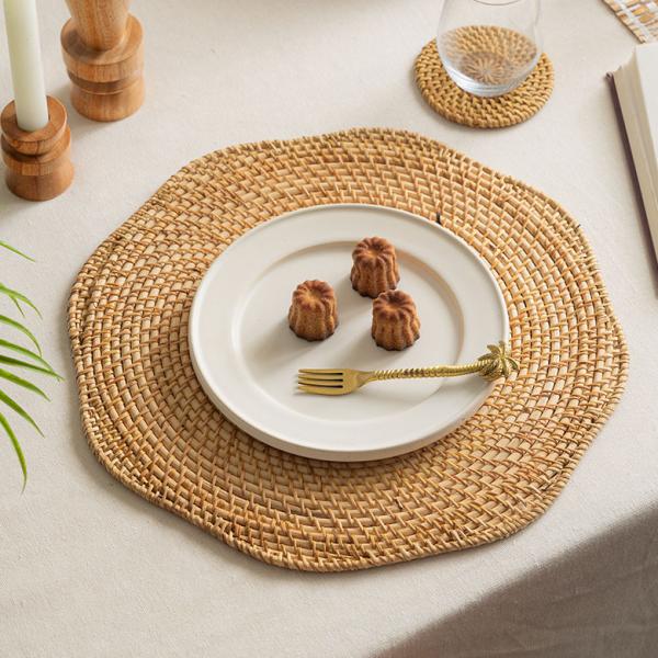 ランチョン マット ラタン 籐 プレイス 約 直径 38cm プレース ディスプレイ テーブル コー...
