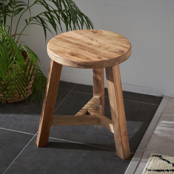 スツール チーク ウッド 天然 木 製 ショート 古材 約 高さ 39cm 椅子 チェア プランター...