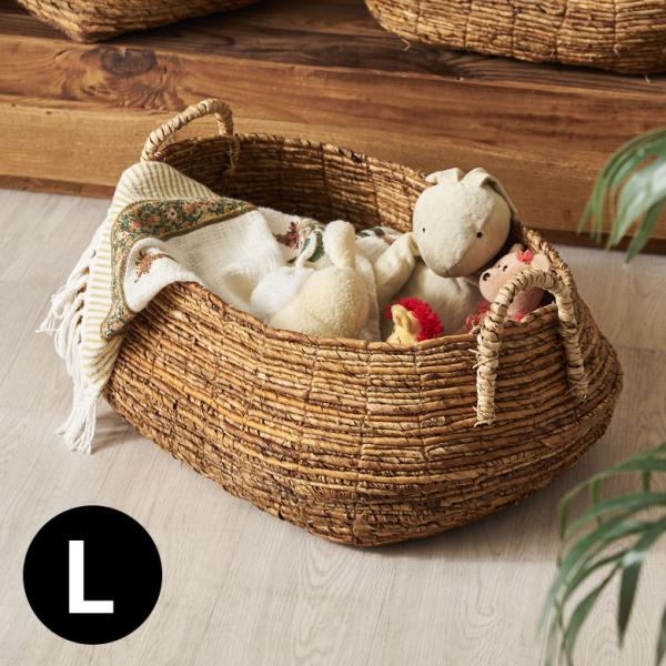 かご バスケット 収納 小物入れ 大容量 天然素材 持ち手付き 天然素材 アバカ ランドリー カゴ ...