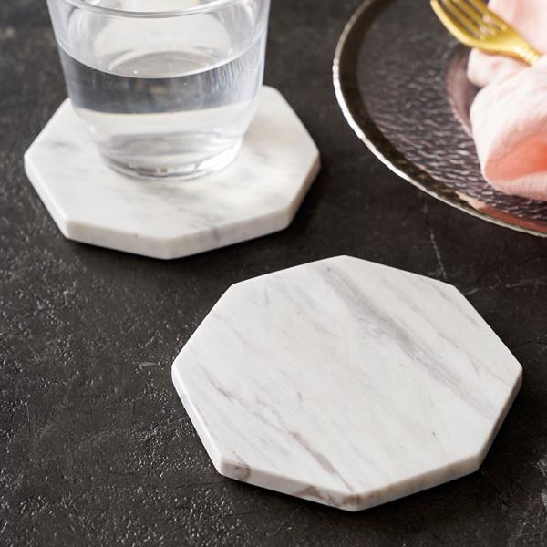 コースター おしゃれ アクセサリートレイ 置物 八角 小物置き トレー オブジェ 大理石 プレート ...