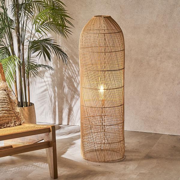 フロアライト スタンドライト おしゃれ ラタン シェード ランプ フロア 照明 籐 ライト 間接照明...