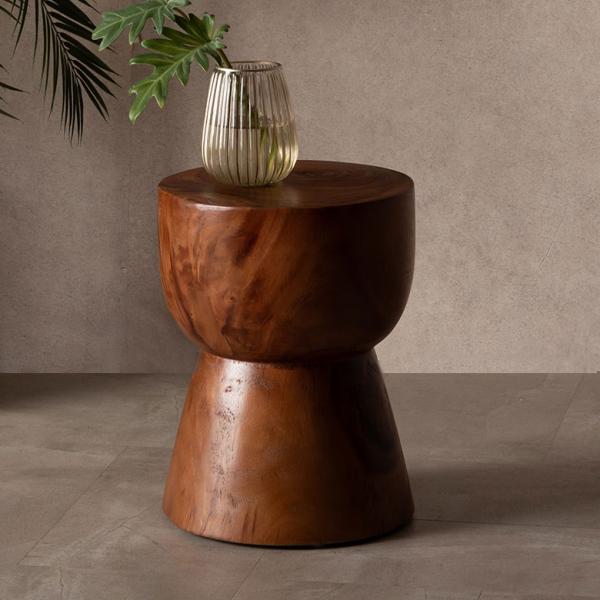 サイドテーブル 丸 無垢 スツール ウッド 椅子 木製 いす 天然木 モンキーポッド ラウンド カフ...