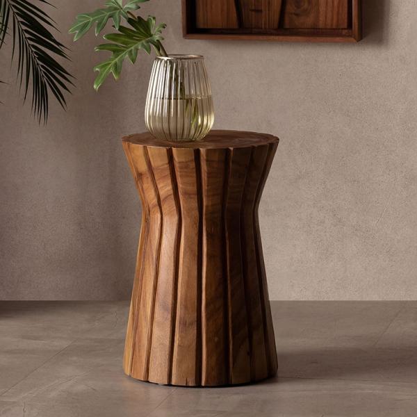 スツール 木製 丸 丸椅子 天然木 サイドテーブル おしゃれ モンキーポッド ウッドスツール フラワ...