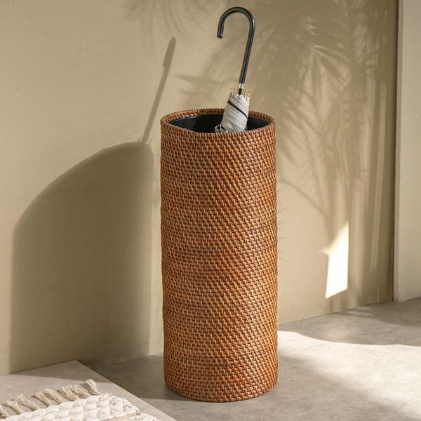 傘立て おしゃれ 外置き 屋外 アンブレラスタンド ラタン 籐　23×55 北欧 ナチュラル 無地 ...