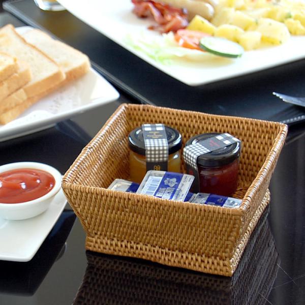 アタ 編まれた 高台つき アジアン 小物入れバスケット 2723