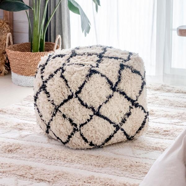 クッション プフ ボリューム　クロス　デザイン コットン 約 W 40 × D 40 × H 40 ...