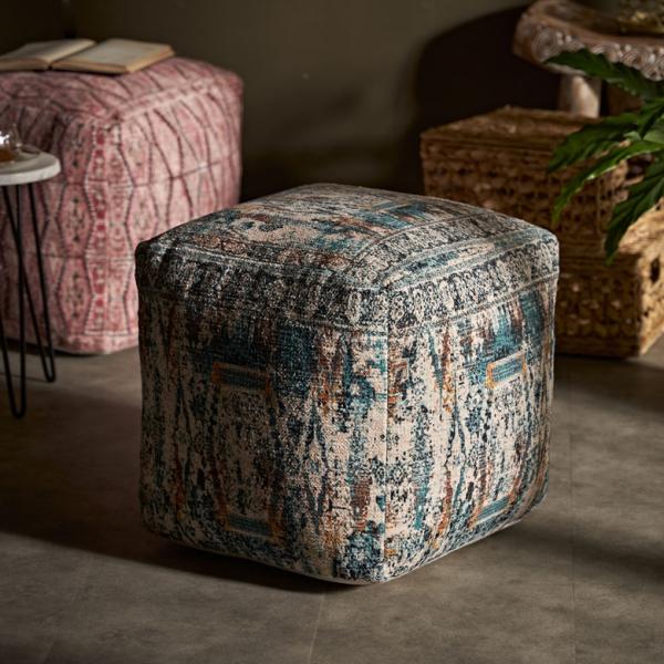 プフ クッション オットマン スツール オールドキリム 風 正方形 四角 高さ 約 40cm ペルシ...