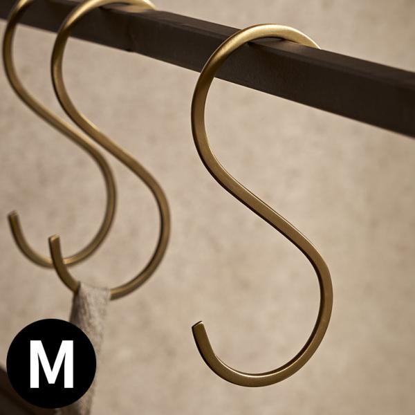 S字 フック 真鍮 M 大 ゴールド 金 属 アンティーク 風 吊り 下げ 見せる 収納 ウォール ...