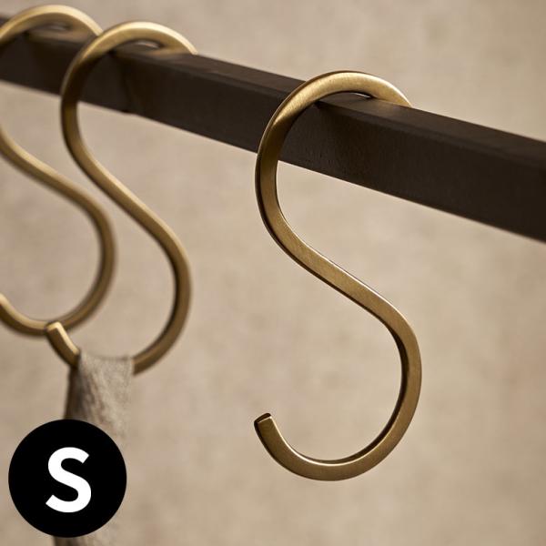 S字 フック 真鍮 S 小 ゴールド 金 属 アンティーク 風 吊り 下げ 見せる 収納 ウォール ...