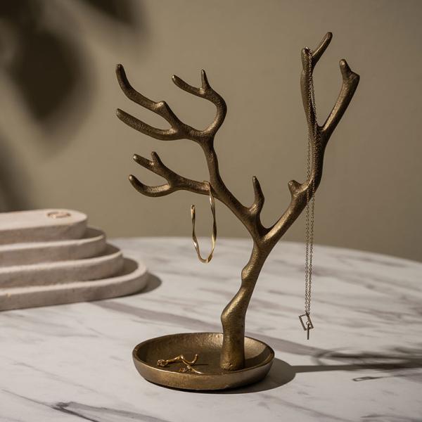 アクセサリー スタンド 収納 アンティーク ゴールド ツリー トレイ 小物 ケース ネックレス ピア...