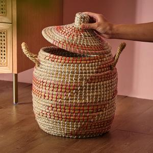 大きなバスケット　アフリカン雑貨　アフリカンバスケット　編みかご アフリカ セネガル XLサイズ バスケット パニエ No.139 かご アフリカ