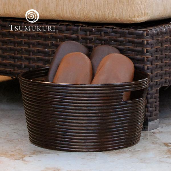 バスケット ラタン 籐 脱衣かご ランドリー バスケット 楕円形 約 W 37cm D 32cm H...