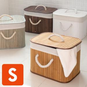 ロープハンドルがおしゃれな スクエア型 バンブーバスケット ショートタイプ 66