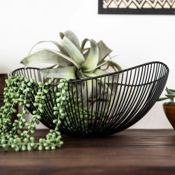 ワイヤーバスケット 楕円形 放射状ワイヤー ブラック 66643