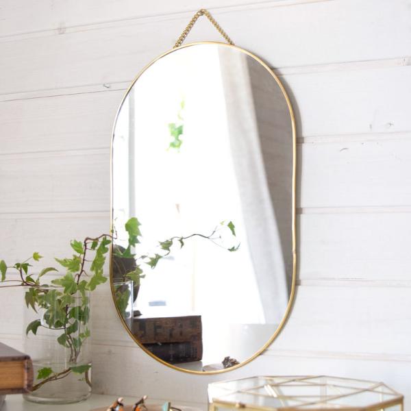 壁掛けミラー オーバル 真鍮フレーム ゴールド 66714