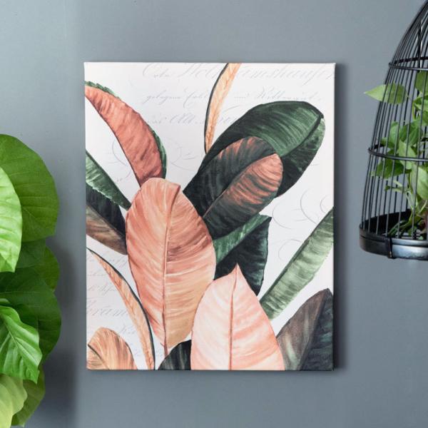 アートパネル リーフ ゴムの木 キャンパス 幅40cm 高さ50cm グリーン ボタニカル 6697...