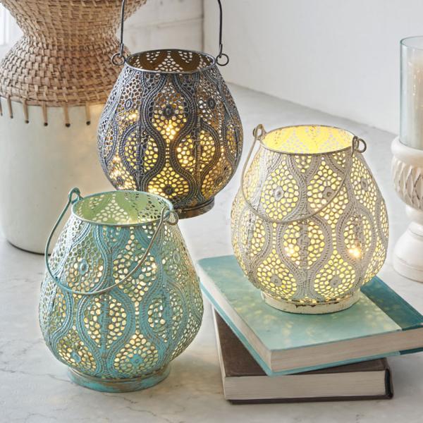 キャンドルホルダー キャンドル ランタン ライト アラベスク ブルー ホワイト ブラック W 約16...