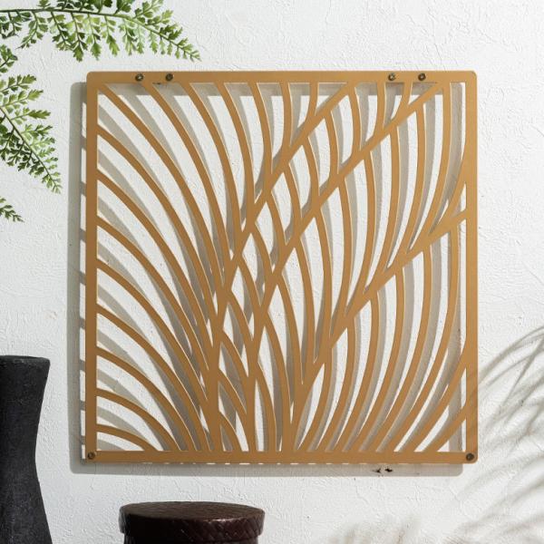 アートパネル メタル フレーム リーフ フラワー ゴールド 約 W 40cm D 40cm 6703...