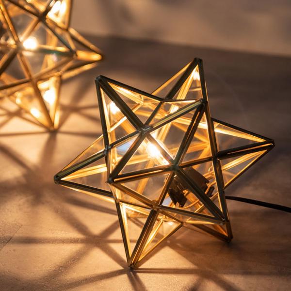 テーブルランプ ガラスと真鍮 星形 置き型 電球付き 口金E12 40w LED対応 約 W 20c...