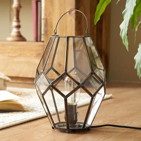 インテリア ライト おしゃれ ガラス ケース 真鍮 ランプ ランタン 照明 デスク LED キャンド...