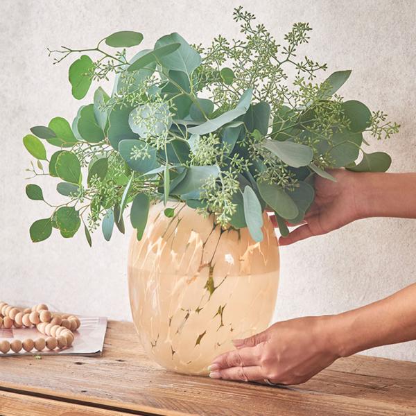 花瓶 フラワー ベース ガラス 半透過 ピンク  ベージュ ドット柄 おしゃれ インテリア 花びん ...