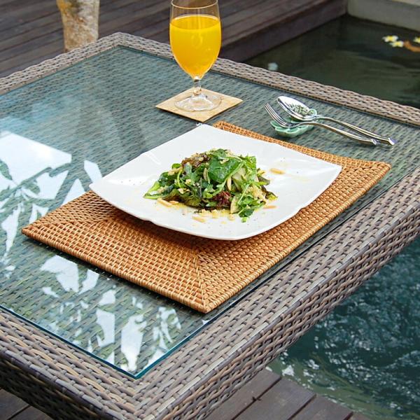 ラタン編み アジアン ランチョンマット30×40cm スクエアタイプ 7562