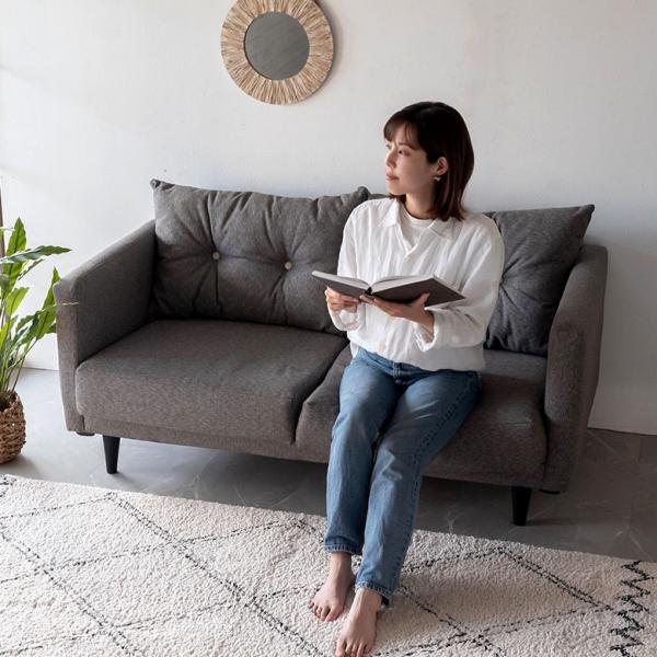 ソファ 2人掛け ファブリック W 144 × D 80 グレー 2P コンパクト おしゃれ 北欧 ...