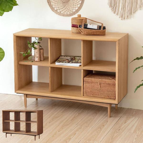 シェルフ 木製 2段 3列 オープンタイプ W 100 × D 34 H 72 cm ナチュラル ブ...