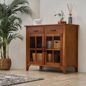 チーク＆バンブーキャビネット 100cm ウッドキャビネット 箪笥 竹家具