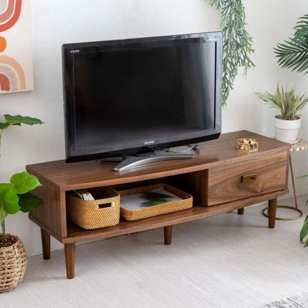 テレビ ボード TV 台 ラック 120cm 幅 天然木 ウォルナット ウォールナット 材 ロー 収...
