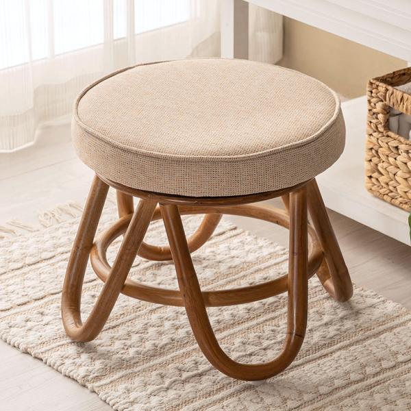 回転 スツール ラタン 籐 オットマン 椅子 イス 座面高 35.5cm 家具 インテリア 丸椅子 ...