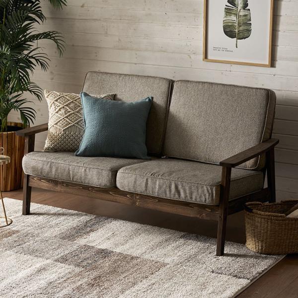 ソファ 2人 掛け 二人 2P 天然木 ウッド 木製 約 W 141cm D 75cm H 78cm...