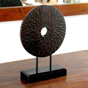 オブジェ アジアンオブジェ 置物 木彫り プリミティブディスク バリ