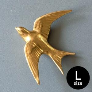 壁飾り バード 鳥 ゴールド 立体 背面フック付き Lサイズ 幅14cm アンティーク調 マットゴールド 94222