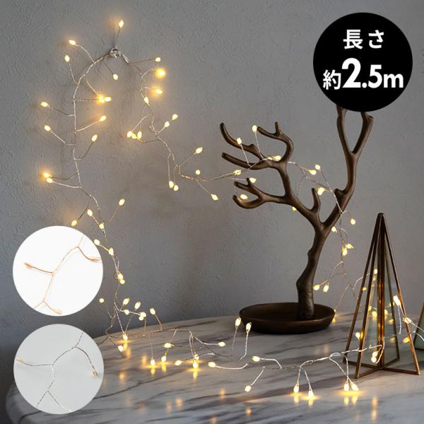 LED ライト クリスマス 電飾 ワイヤー 250cm 2.5m タイマー リモコン付き イルミネー...