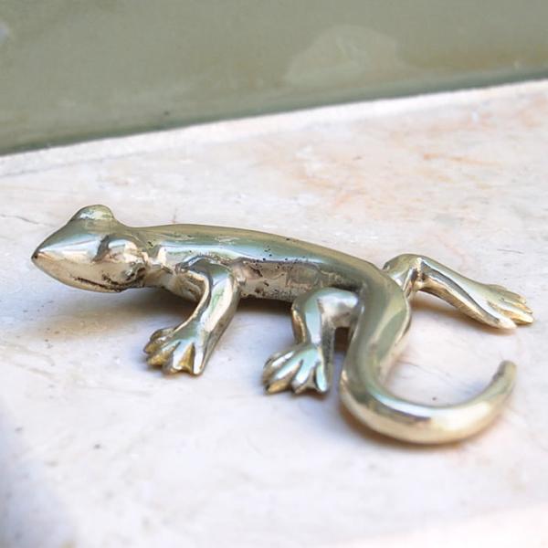 真鍮でできたヤモリの アジアン オブジェ[Bタイプ][9524]【インドネシア製バリ 雑貨 アジア雑...