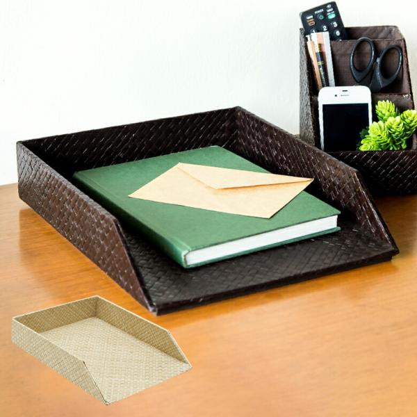 デスクトレー A4 パンダン製 2色展開 書類トレー ファイル収納 デスクトレイ ファイルトレー 卓...