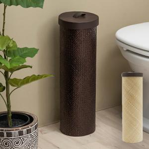 パンダン リーフ トイレット ペーパー ケース ラウンド型 2色展開 ティッシュ バリ 雑貨 アジアン トイレ エスニック t-1170