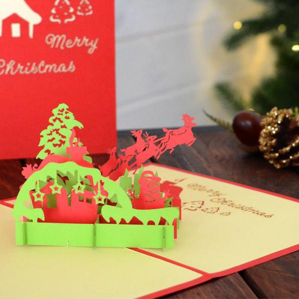 メール便対応 ポップアップクリスマスカード『トナカイと雪だるま』 vn50465