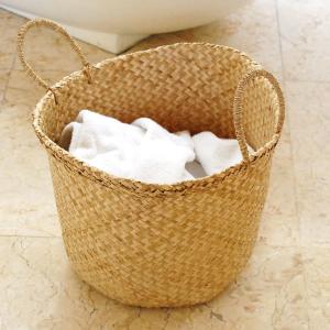 シーグラス製 大きな ランドリー かごバスケット vn50562