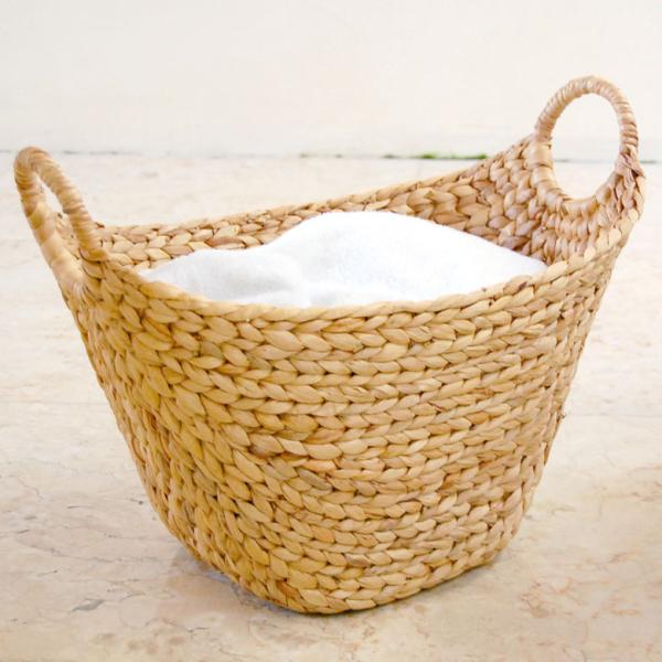 かごバスケット ウォーターヒヤシンスで編まれたふんわりバスケット ランドリーバスケット かご バスケ...