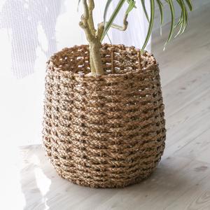 シーグラス 編まれた プランターカバー Lサイズ vn51010