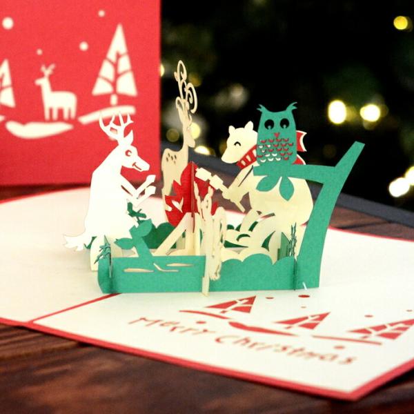 メール便対応 ポップアップクリスマスカード たき火 vn51101