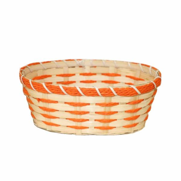 バスケット　かご　卓上かご 　竹製　小物入れ　ディスプレイ　オレンジ　bbo1　製品寸法：23ｘ17...