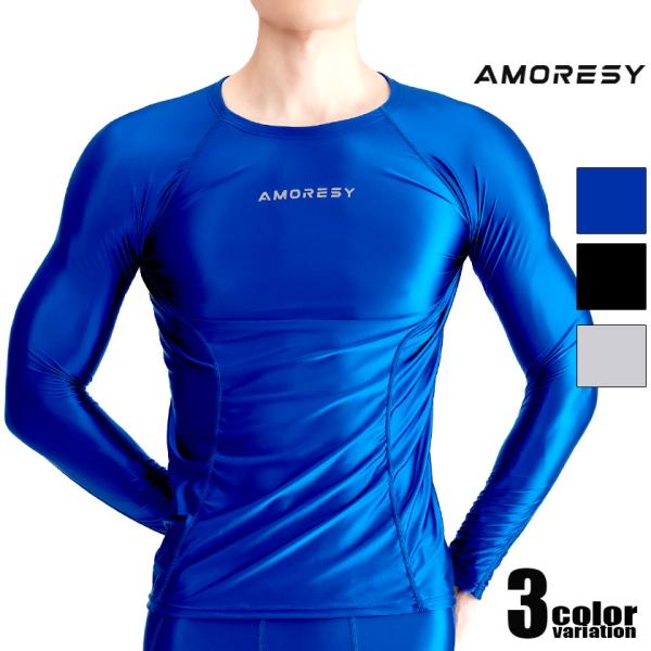 メンズトップス AMORESY/アモレシー 光沢Tシャツ ピッチリ トップス ファッション メンズ ...