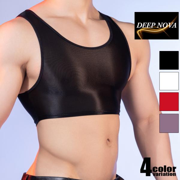 DEEP NOVA/ディープノバ  ハーフタンクトップ クロップドタンクトップ　サテン調　ツルツル　...