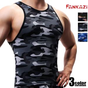 トップスFANKAZi/ファンカジ ソフト微細メッシュ 迷彩柄