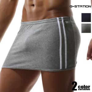 ショート丈腰巻タオル メンズ G-Station/ジーステーションサイドライン入り