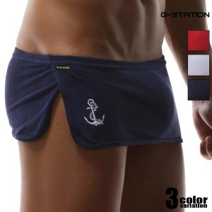 腰巻タオル メンズ 裏地なし G-Station ジーステーション ワンポイント刺繍入り ギリギリショート丈 コットン ふわふわ　ベ ホワイトデー