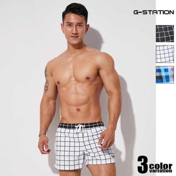 ショートパンツ型スイムウェア　メンズ 男性水着  G-Station ジーステーション ウィンドウペ...